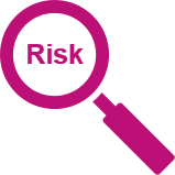 Icon Lupe mit dem Wort Risiko